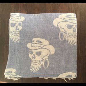 New Turkish Cotton Beach Towel | Blue White Skull